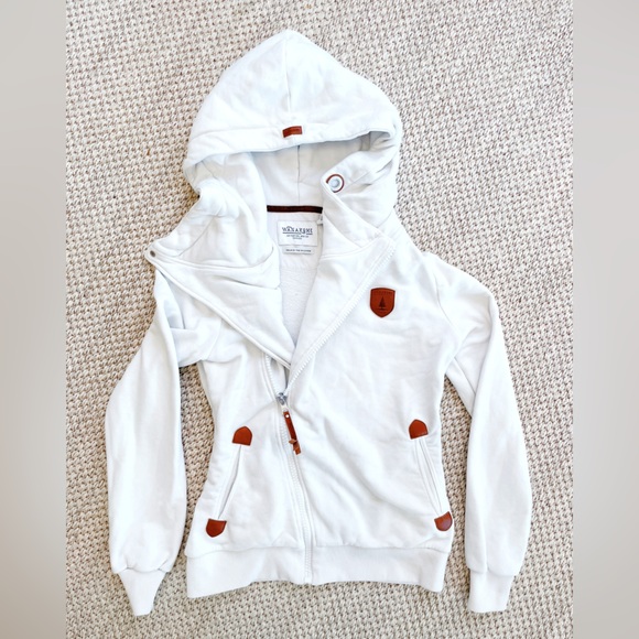 Wanakome Athena Ivory Full-Zip Hoodie S white hooded zip jacket fleece - Picture 2 of 10